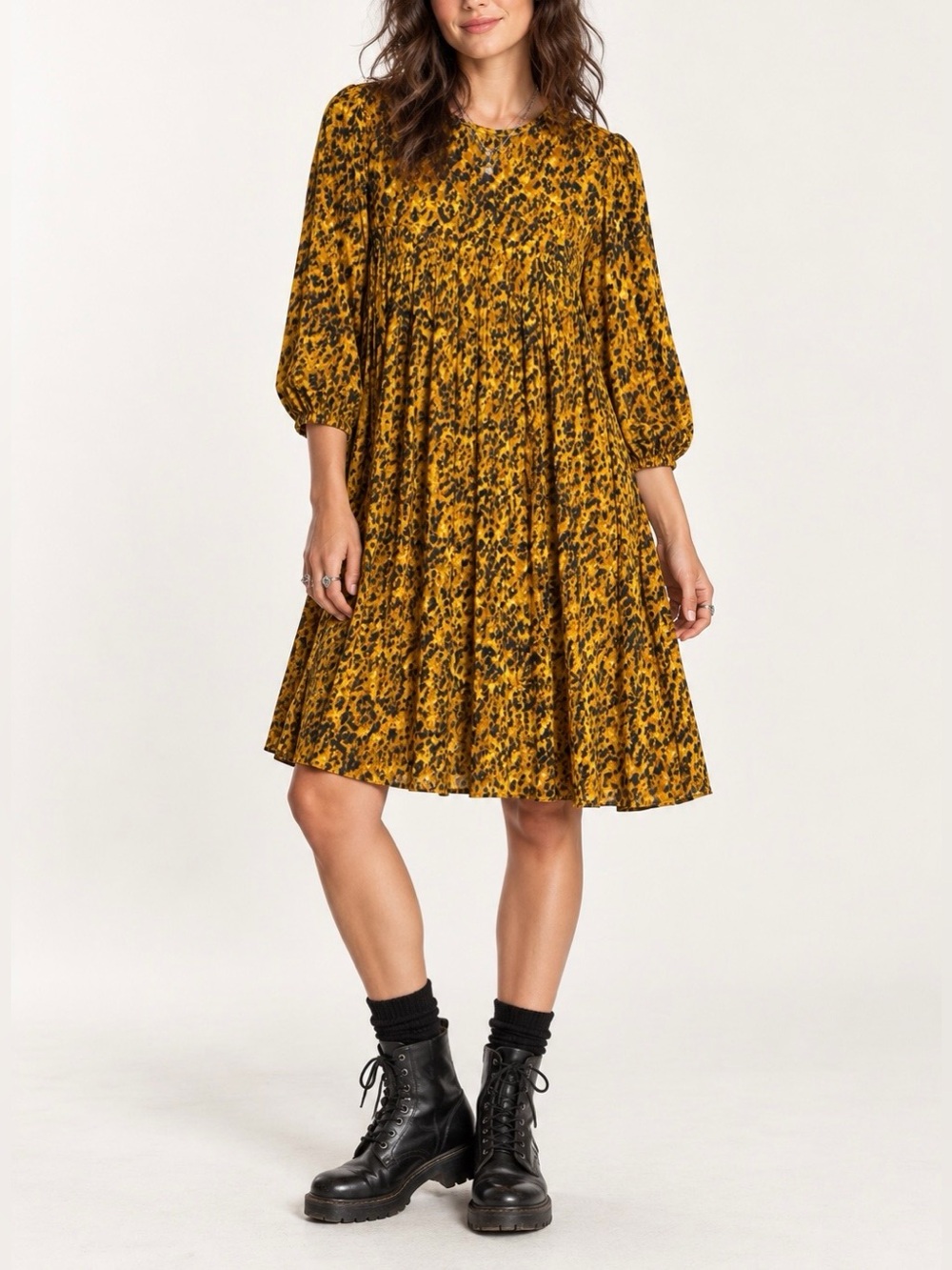 NWT Nanette Nanette Lepore Goldilocks Leopard Print Pleated Swing Dress Size 4
